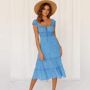 Hello Molly Blue & White Midi Dress - NWOT